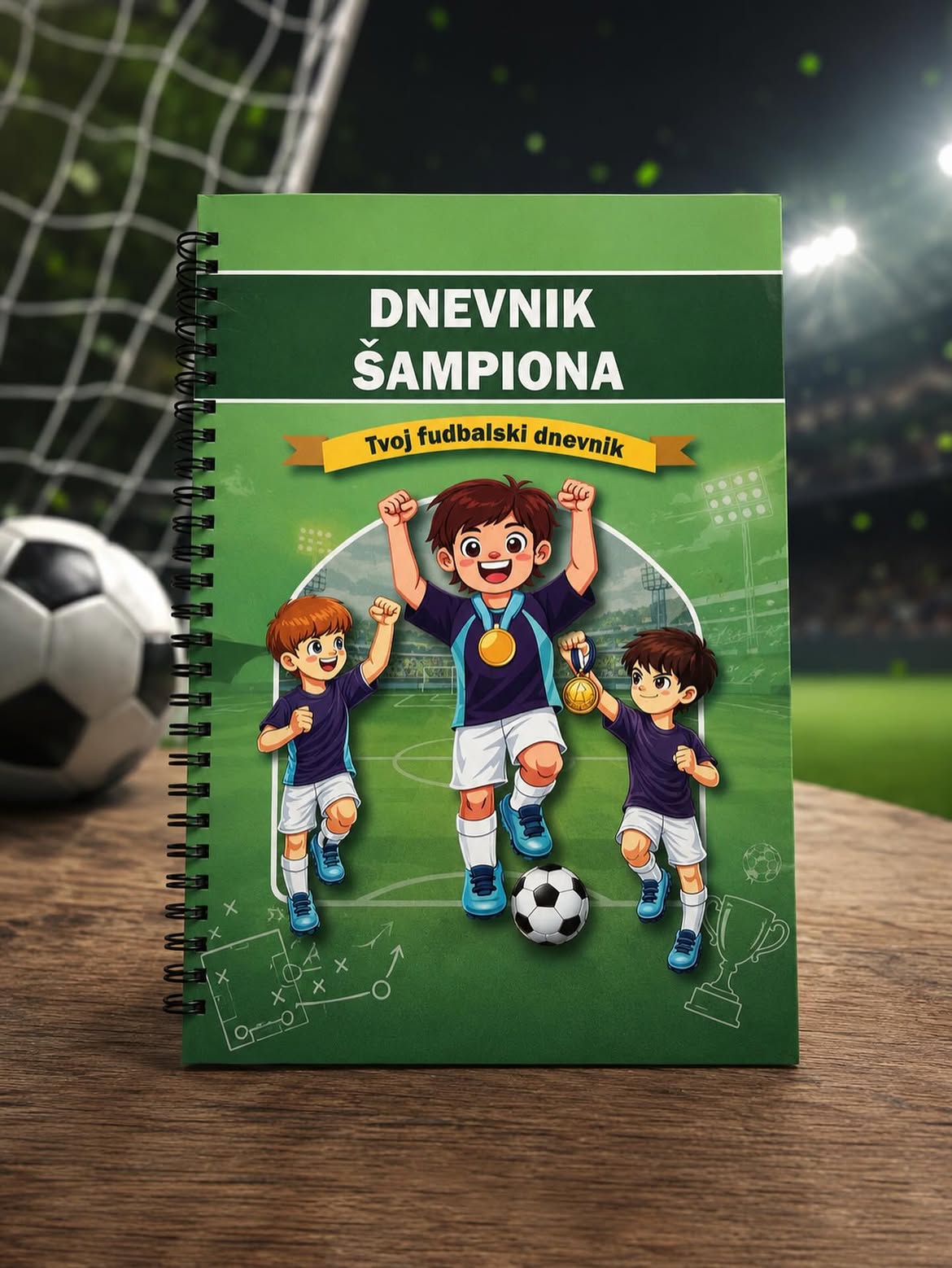 Dnevnik šampiona — fudbalska knjiga snova i ciljeva za dete